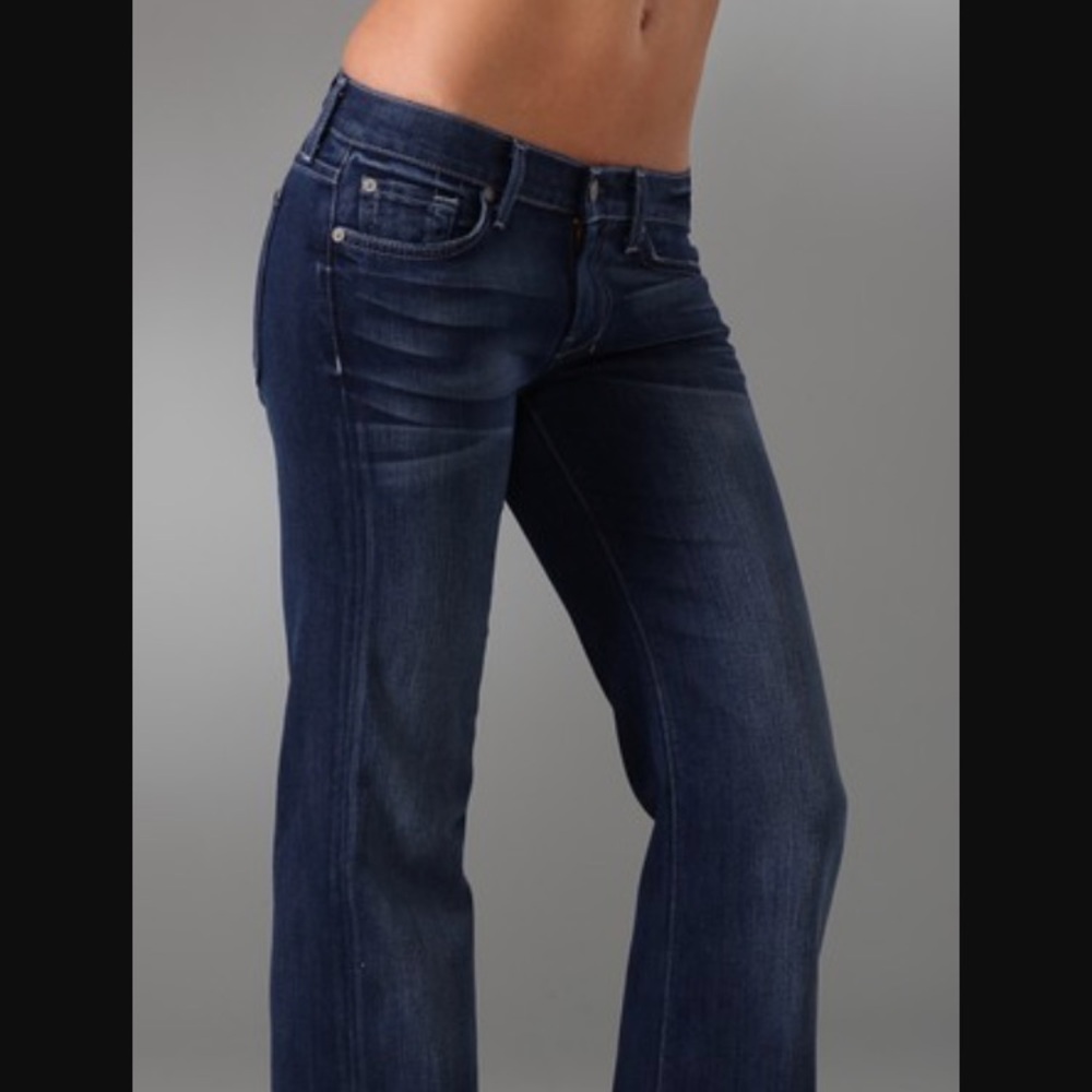 7 For All Mankind Dark Indigo Flare Wide-Leg Jeans